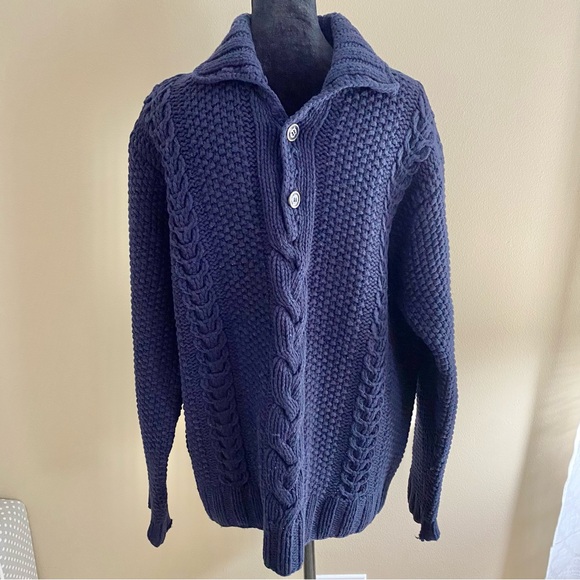 Jack Spade Quarter-Button Wool Cable Knit Sweater - Picture 1 of 5